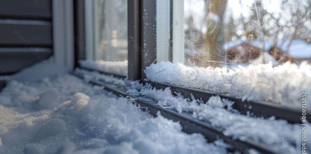 Snow against the window